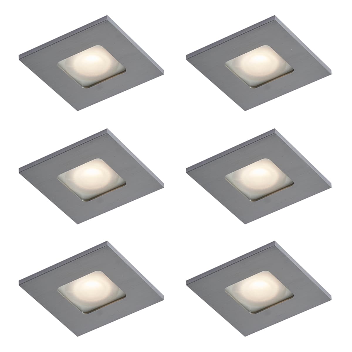 Sada 6 moderných zapustených bodových svetiel Gunmetal Square IP44 - Qure 1