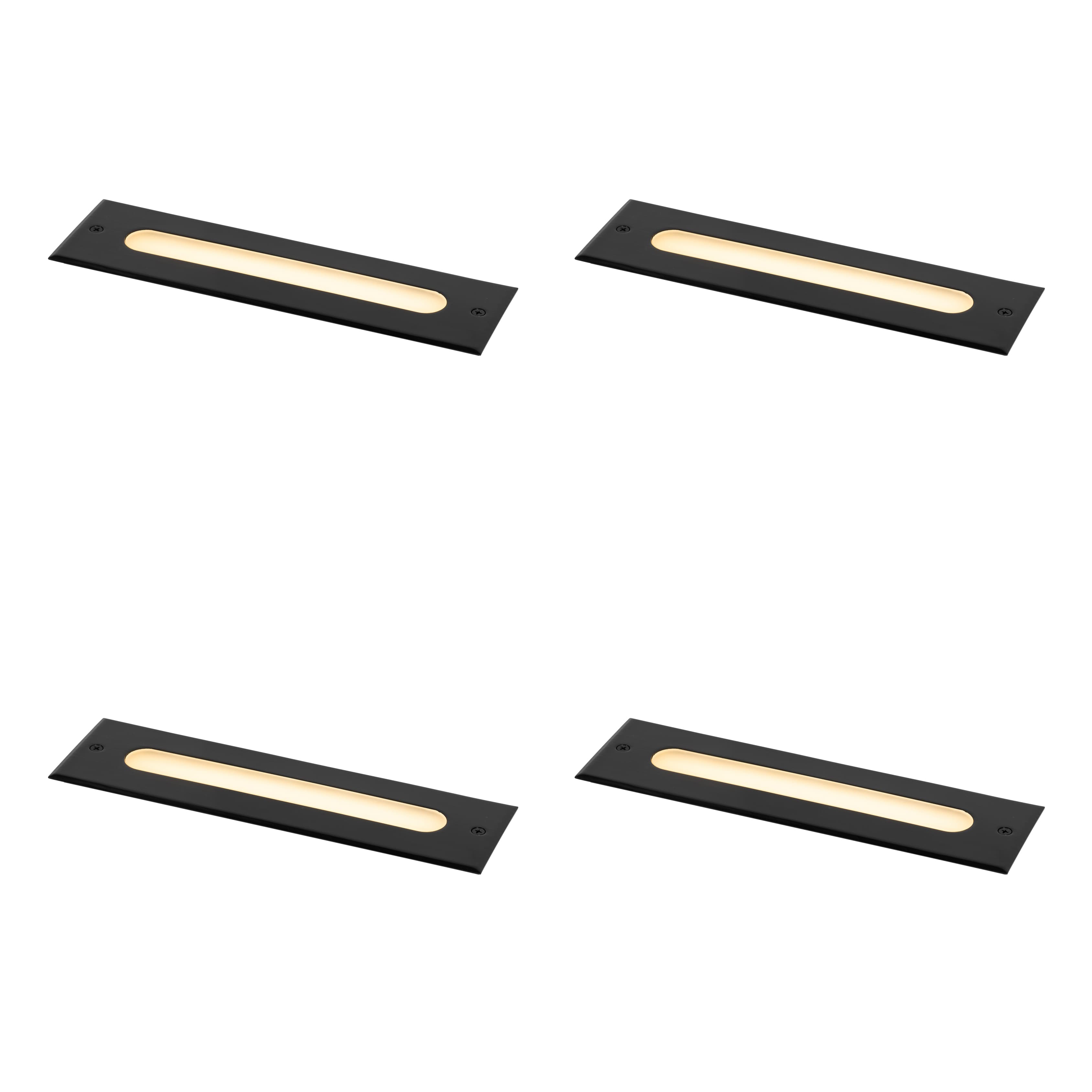 Sada 4 moderných zemných bodových svetiel čierna 30 cm vrátane LED IP65 - Eline