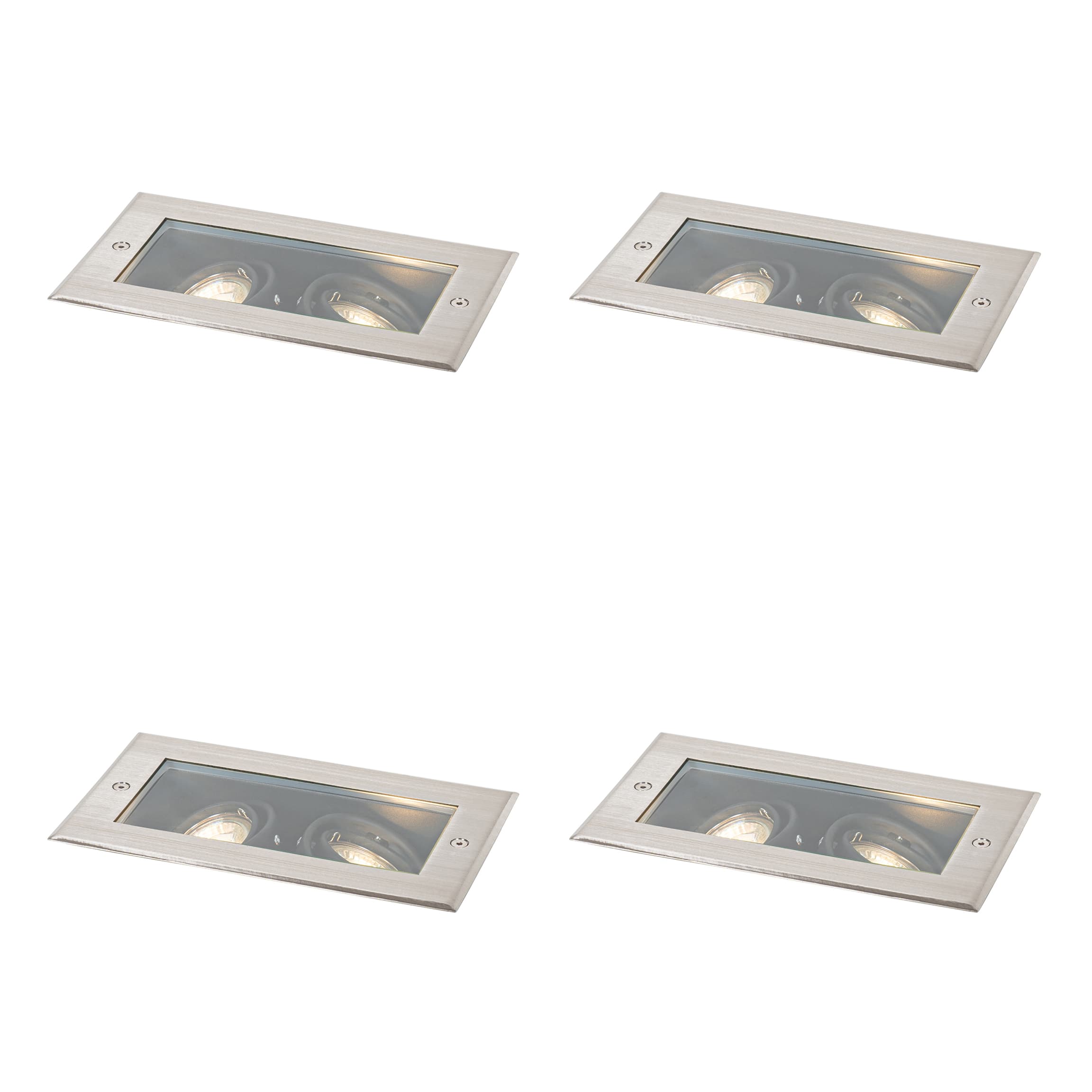 Sada 4 moderných zemných reflektorov oceľ 2-svetlá nastaviteľné IP65 - Oneon 1