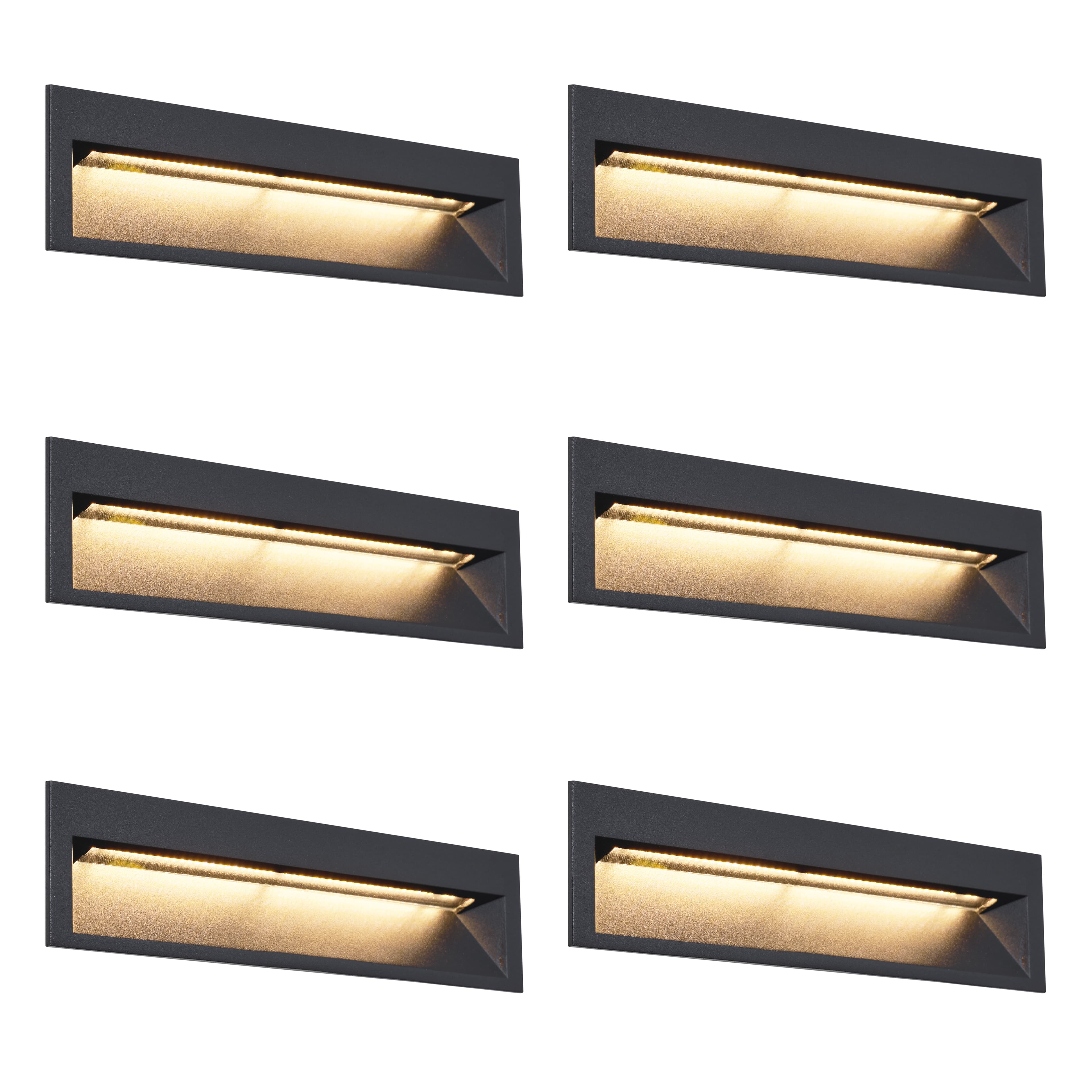 Sada 6 moderných zapustených nástenných svietidiel čierna 28 cm vrátane LED IP65 - Mert 1