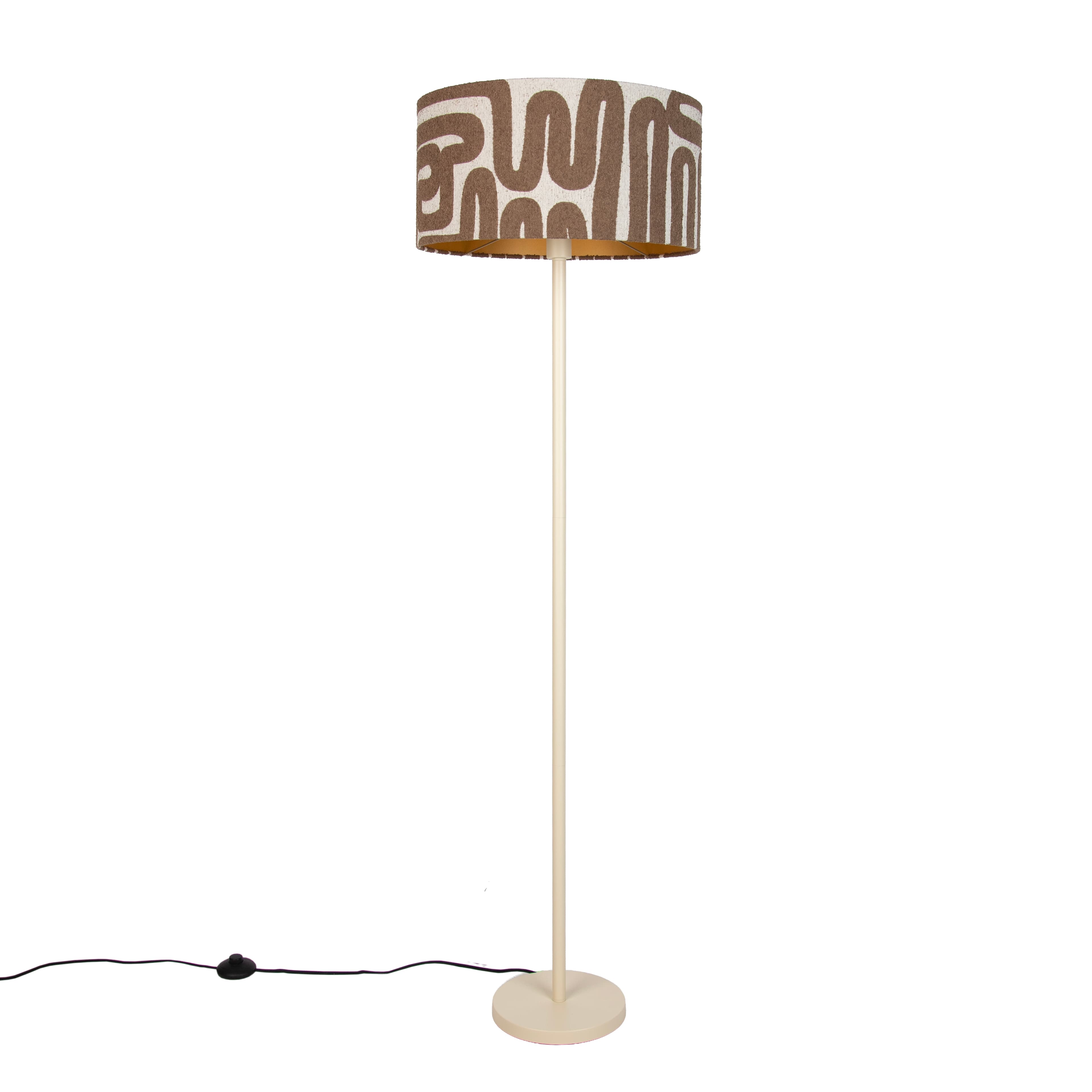 Japandi vloerlamp beige met kap bruin en beige gestreept 50cm - Simplo 1