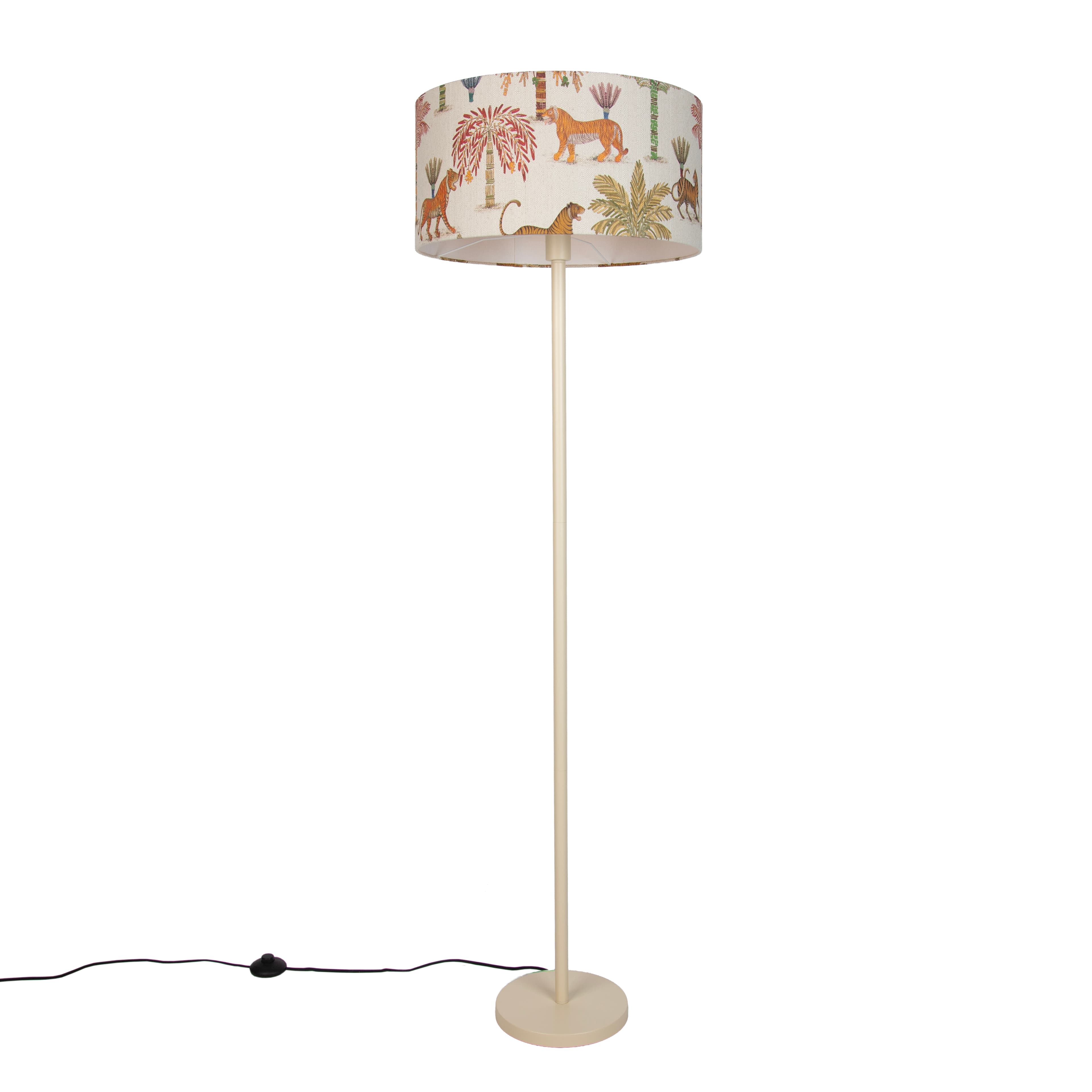 Japandi vloerlamp beige met kap multicolor en dierenprint 50cm - Simplo 1