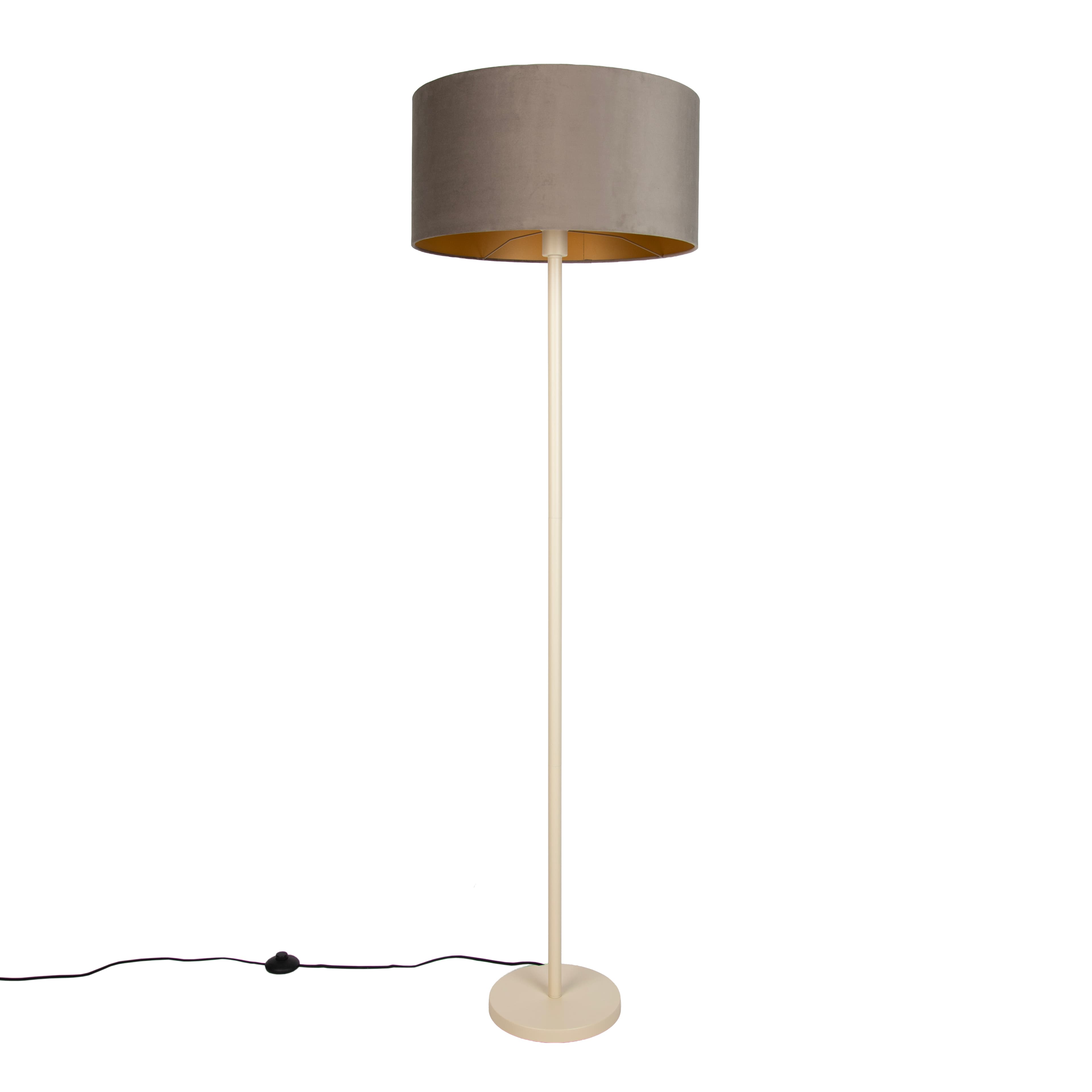Japandi vloerlamp beige met kap taupe en gouden binnenkant 50cm - Simplo
