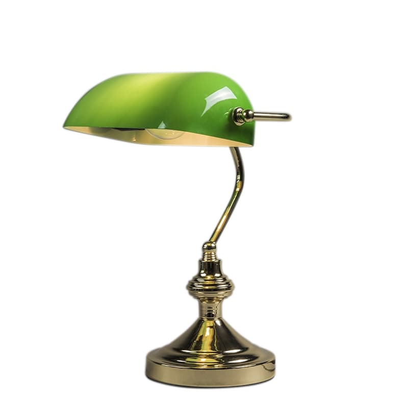 Klasická stolná lampa/lampa notára mosadz s zeleným sklom - Banker 1