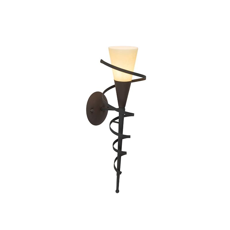 Rustikálna nástenná lampa hrdzavohnedá s krémovým sklom - Castle 1