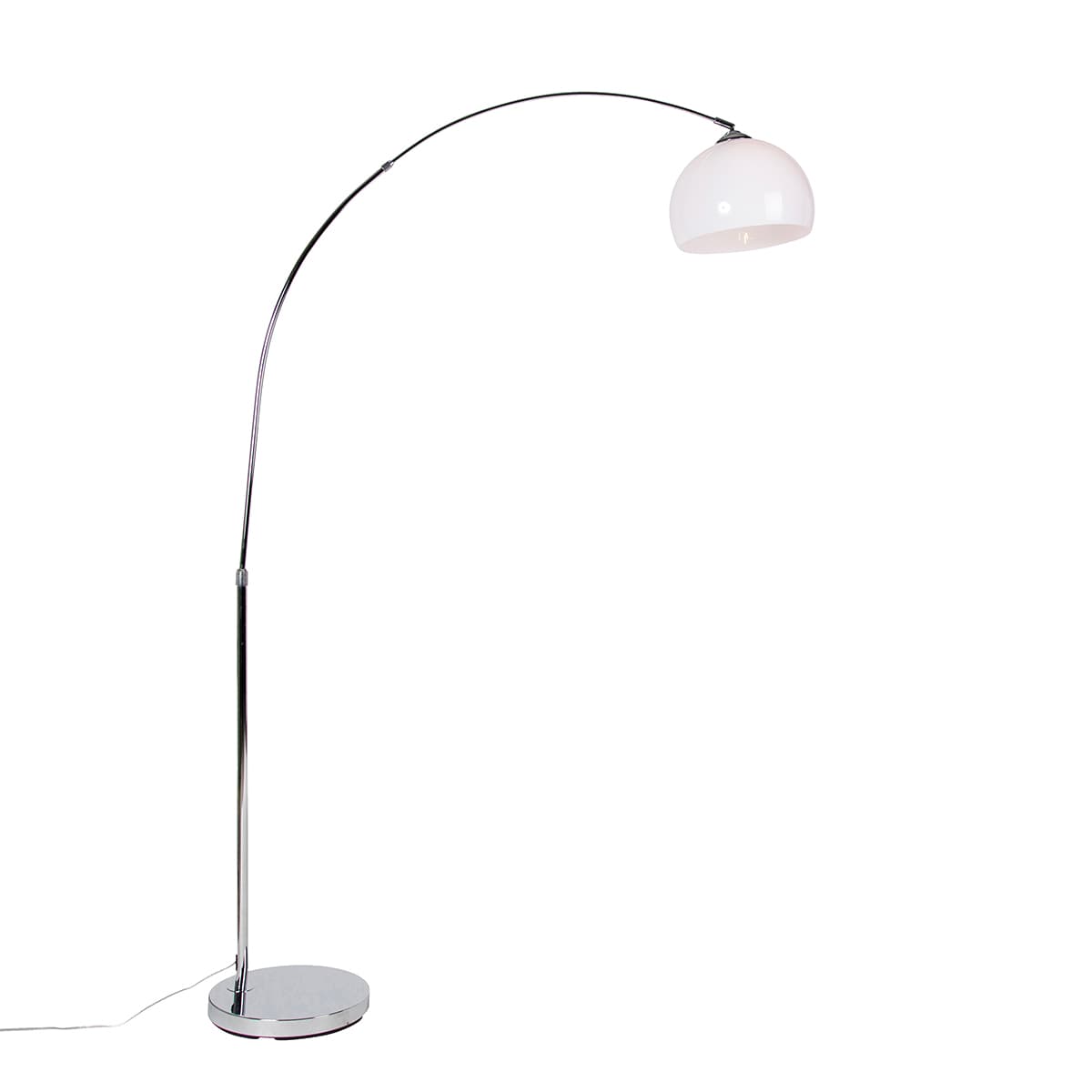 Moderná oblúková lampa chrómová s bielym tienidlom - Arc Basic 1