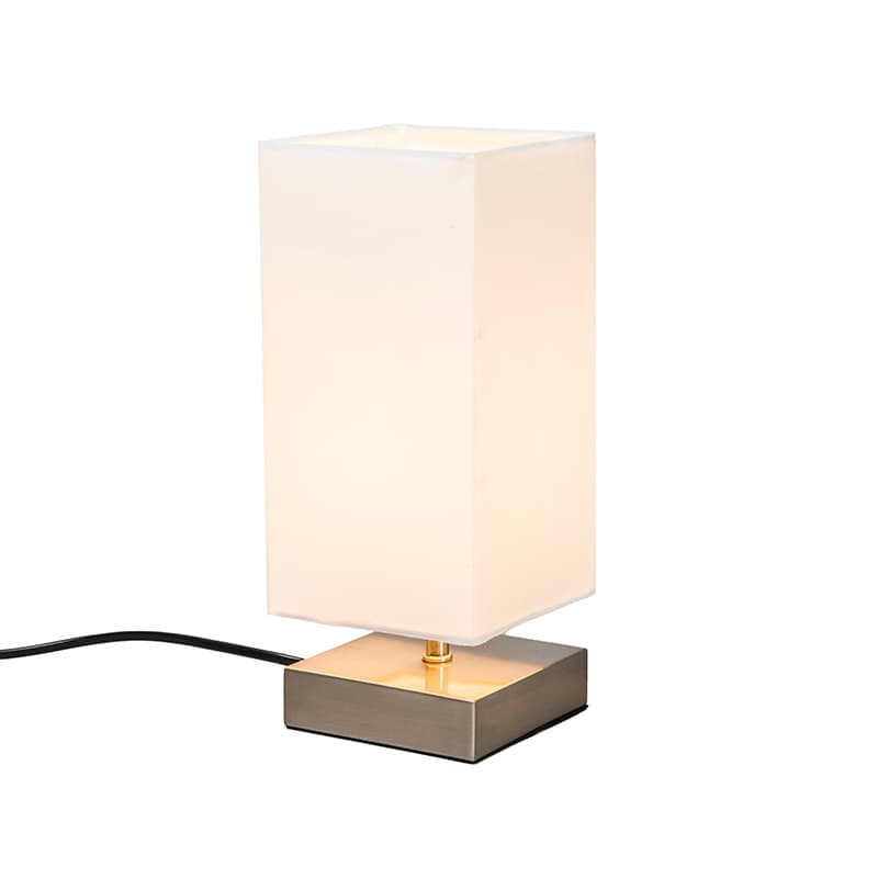 Moderná stolná lampa biela s oceľou - Milo 1