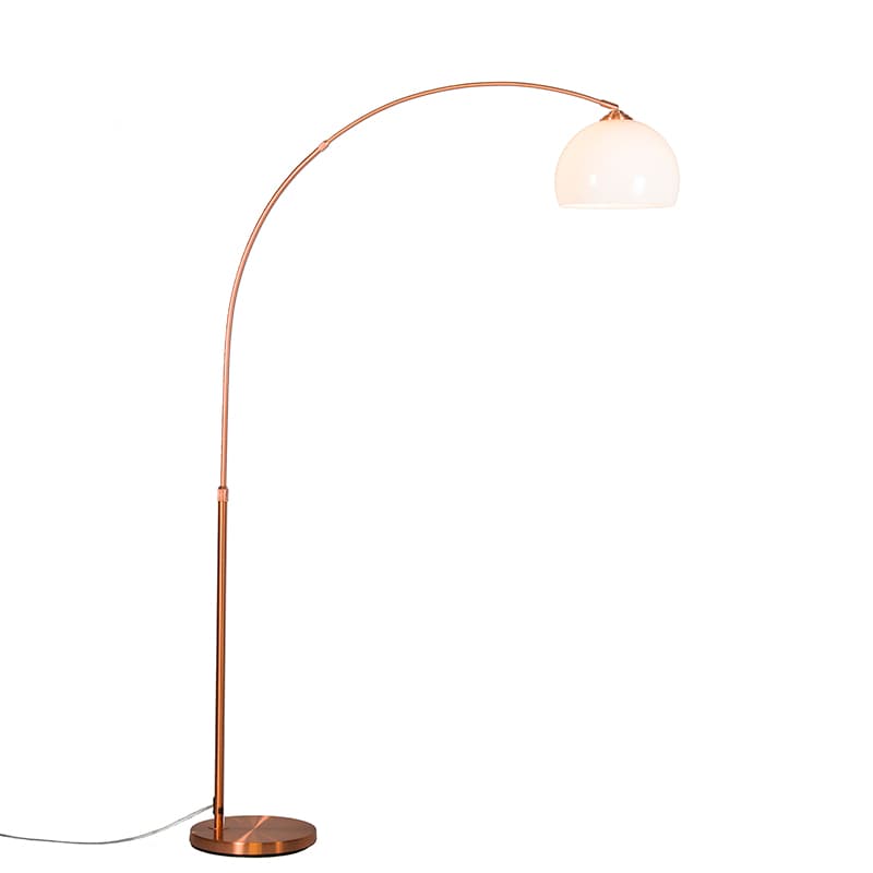 Moderná oblúková lampa medená s bielym tienidlom - Arc Basic 1