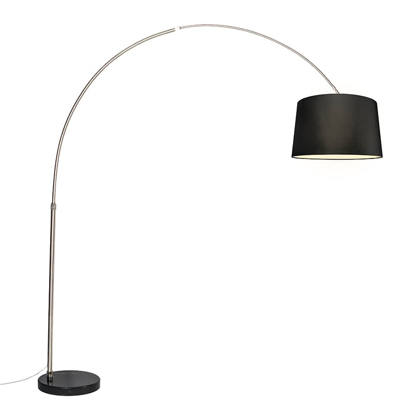 Oceľová oblúková lampa s látkovým tienidlom čierna 45 cm - XXL 1