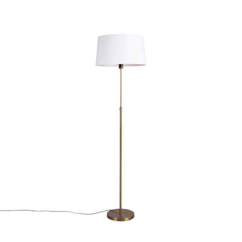 Stojaca lampa bronzová s ľanovým tienidlom bielym 45 cm nastaviteľná - Parte 1