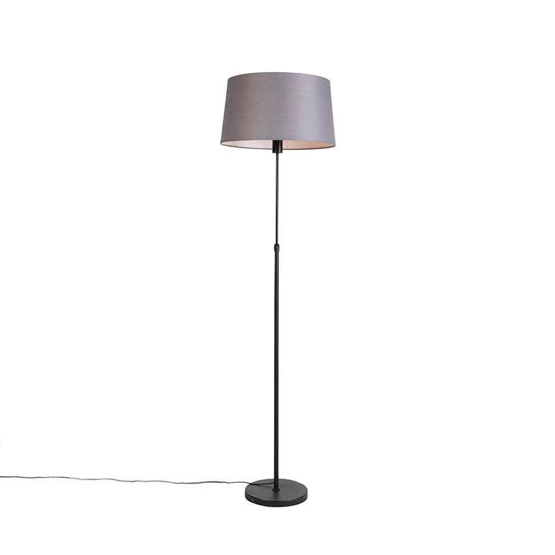Stojaca lampa čierna s tmavosivým ľanovým tienidlom 45 cm - Parte 1