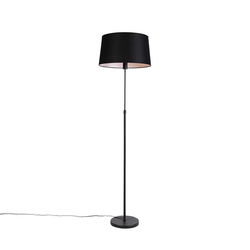 Stojaca lampa čierna s čiernym ľanovým tienidlom 45 cm nastaviteľná - Parte