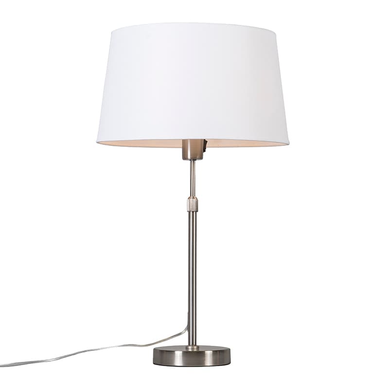 Stolná lampa z ocele s bielym tienidlom 35 cm nastaviteľná - Parte 1
