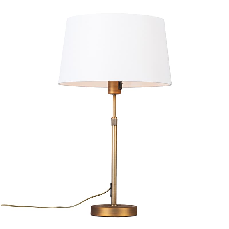 Stolná lampa bronzová s tienidlom bielym 35 cm nastaviteľná - Parte
