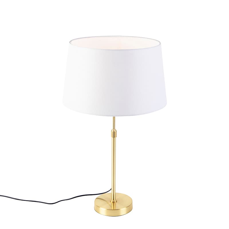Stolná lampa zlatá/mosadzná s bielym ľanovým tienidlom 35 cm - Parte