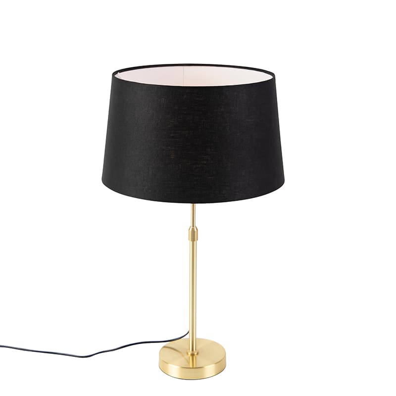 Stolná lampa zlatá/mosadzná s čiernym ľanovým tienidlom 35 cm - Parte 1