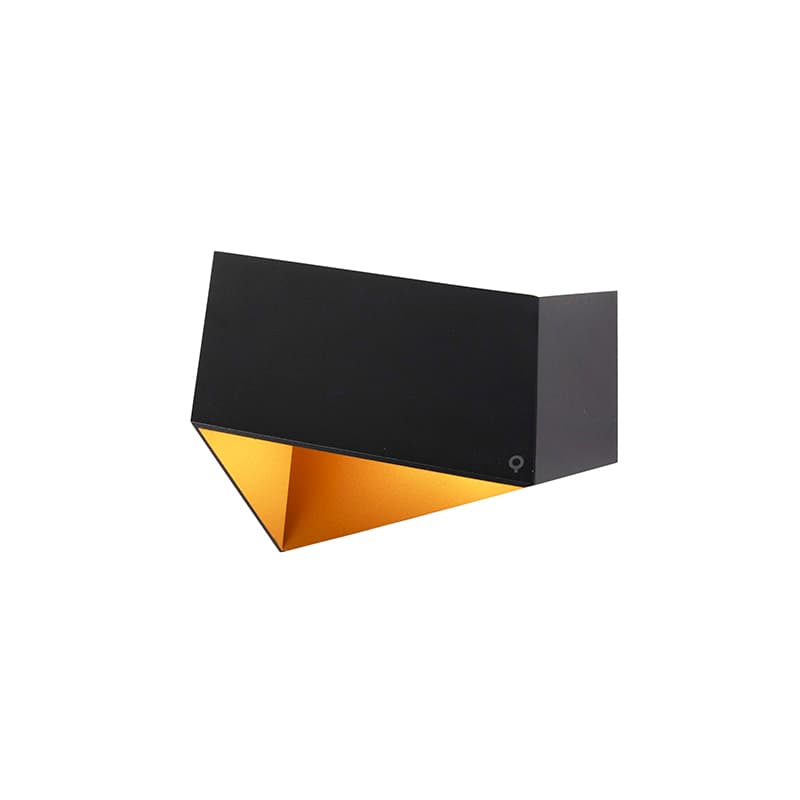 Dizajnová nástenná lampa čierna so zlatom - Fold