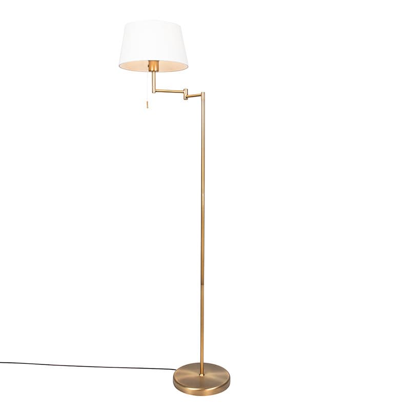 Klasická bronzová stojaca lampa s nastaviteľným bielym tienidlom - Ladas Fix 1