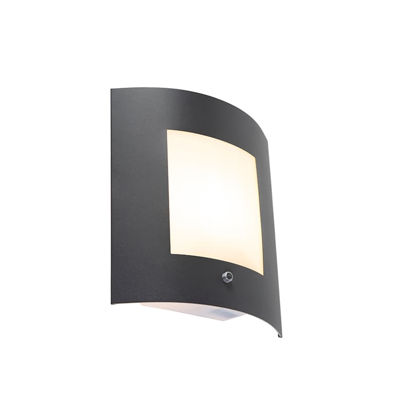 Vonkajšia nástenná lampa antracit IP44 senzor súmraku - Emmerald