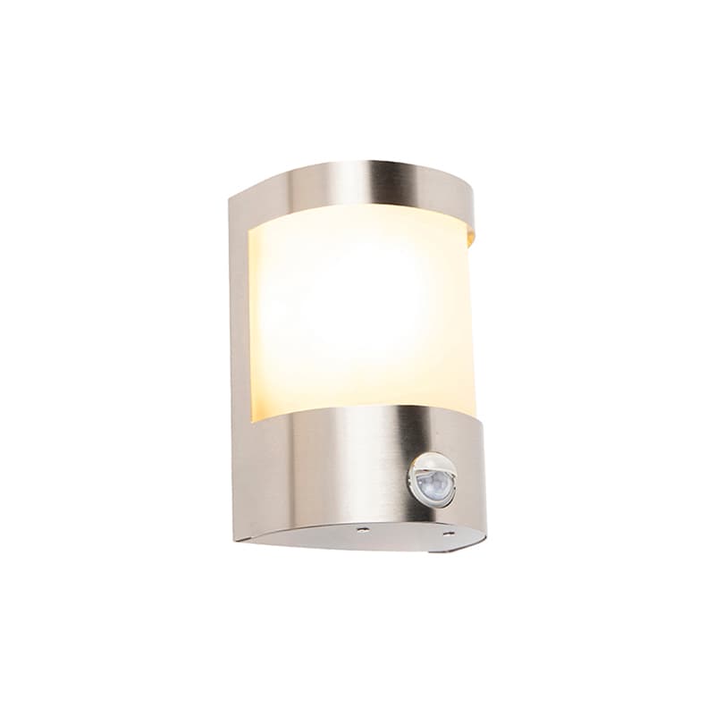 Moderná vonkajšia nástenná lampa z nerezovej ocele s pohybovým senzorom IP44 - Mira 1