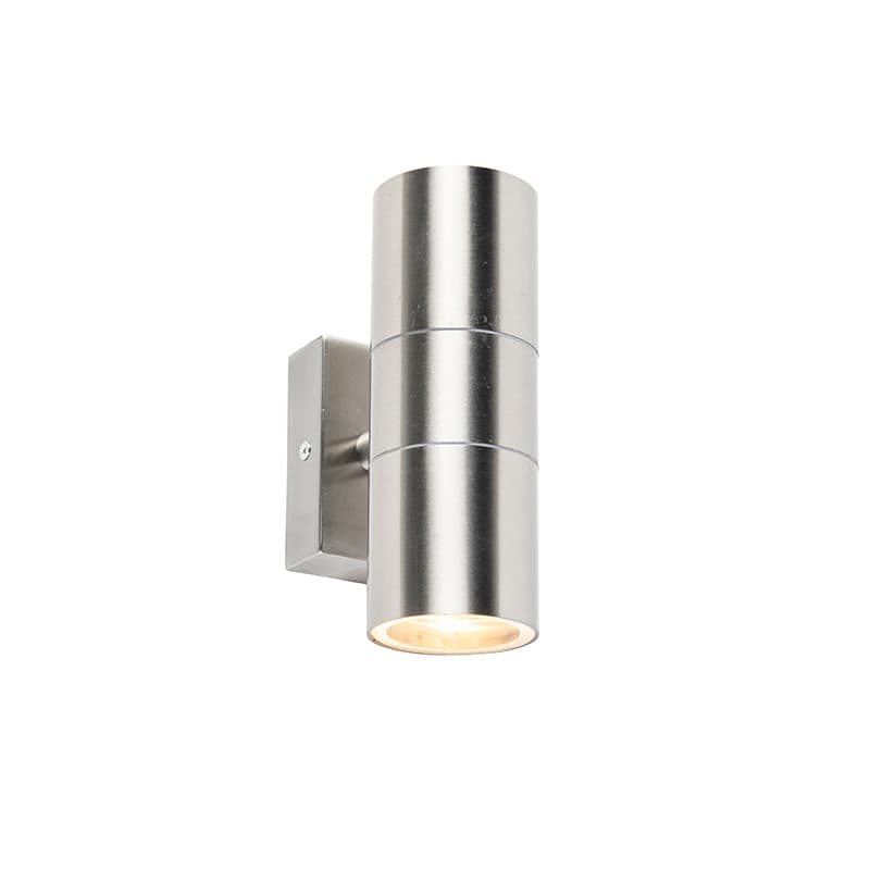 Vonkajšia nástenná lampa oceľová 2-svetlá IP44 - Duo