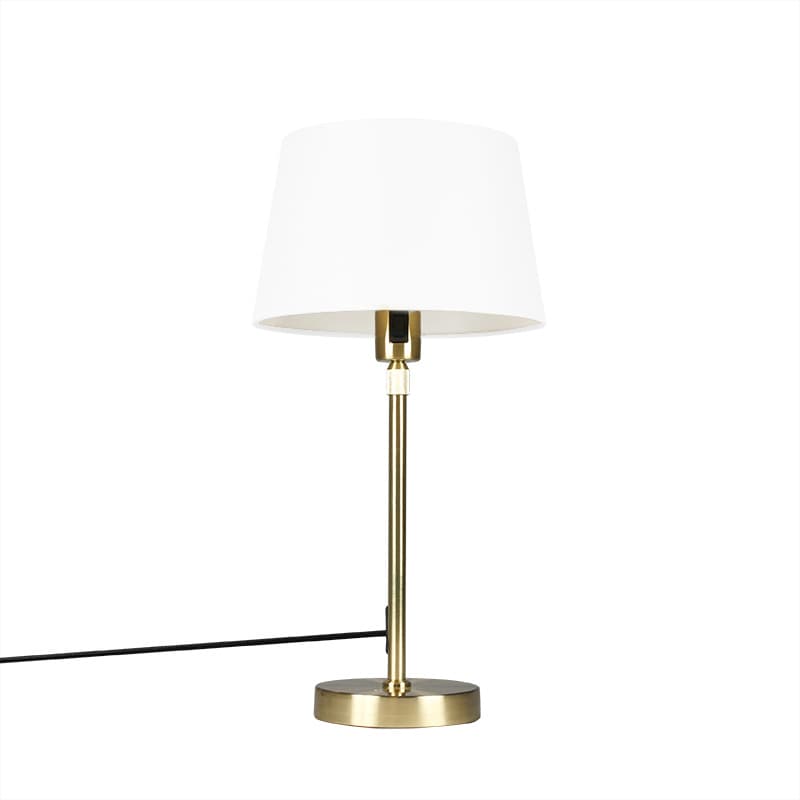 Stolná lampa zlatá/mosadzná s bielym tienidlom 25 cm nastaviteľná - Parte 1