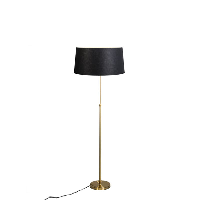 Stojaca lampa zlatá/mosadz s čiernym tienidlom 45 cm nastaviteľná - Parte 1