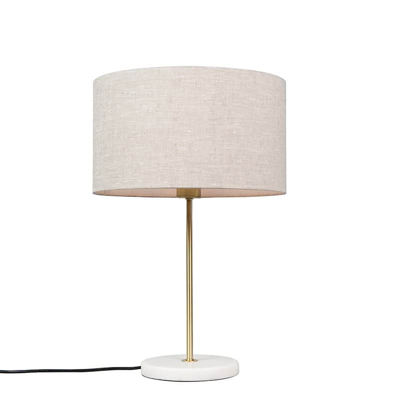 Stolná lampa mosadz s sivým tienidlom 35 cm - Kaso
