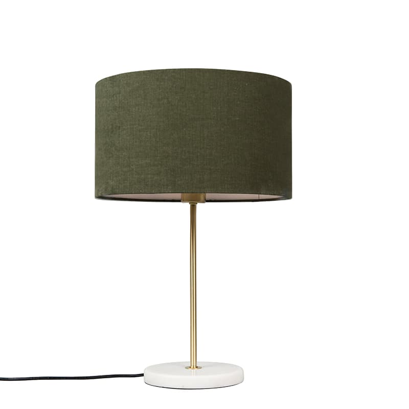 Stolná lampa mosadz s zeleným tienidlom 35 cm - Kaso 1