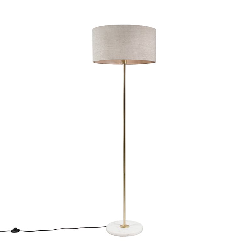 Stojaca lampa mosadz s sivým tienidlom 50 cm - Kaso
