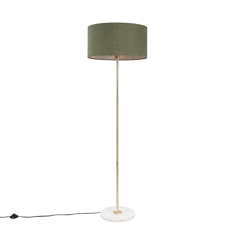 Stojaca lampa mosadz s zeleným tienidlom 50 cm - Kaso