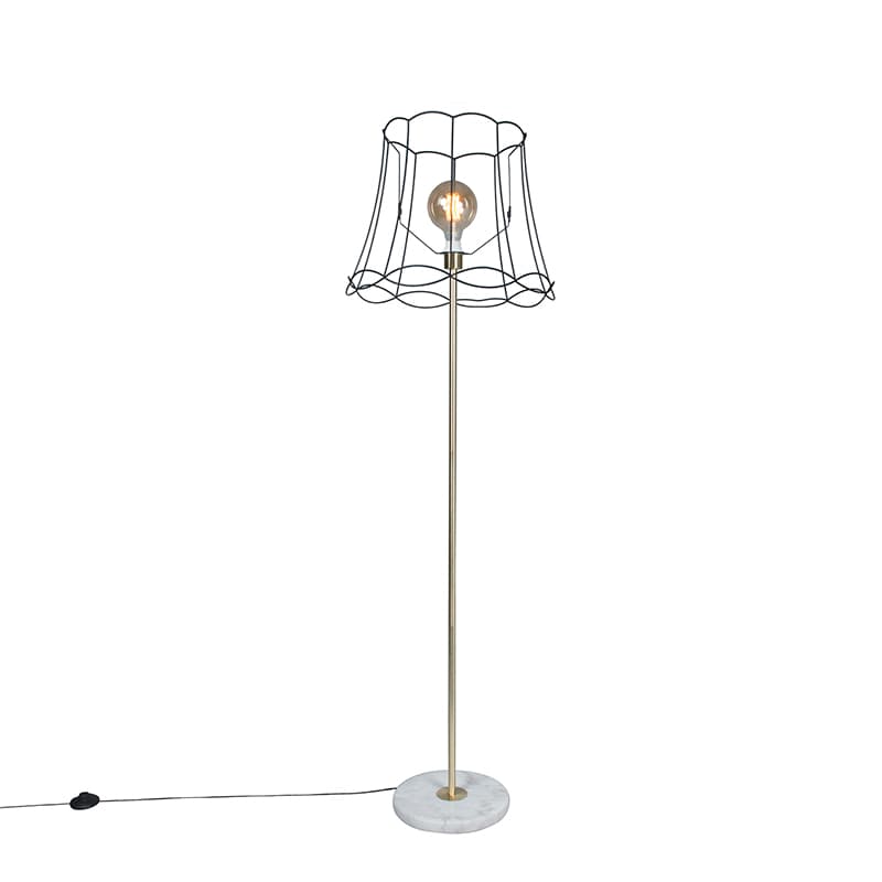 Retro stojaca lampa mosadz s rámom Granny čierny 45 cm - Kaso 1