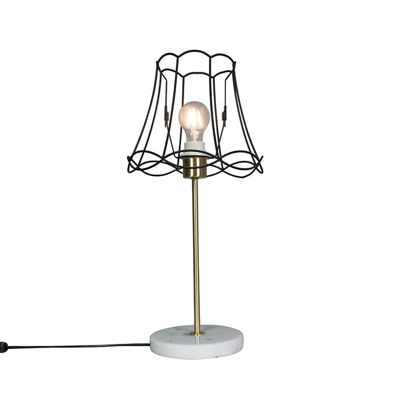 Retro stolná lampa mosadz s rámom Granny čierny 25 cm - Kaso 1