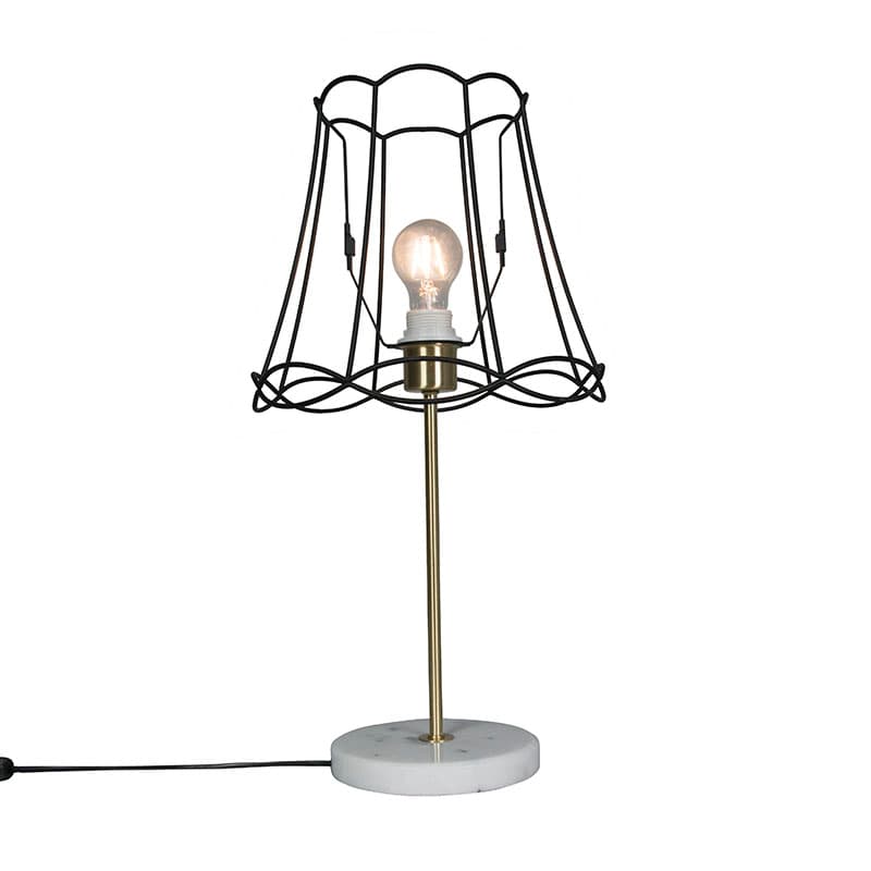 Retro stolová lampa mosadz s rámom Granny čierny 30 cm - Kaso 1