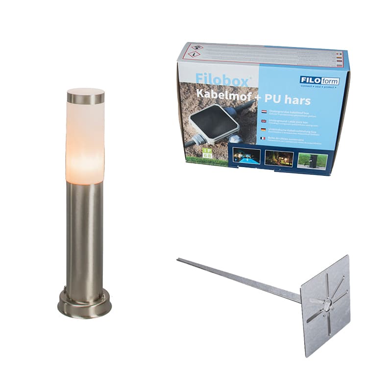 Vonkajšia lampa na stĺp oceľ 45 cm IP44 - Rox s uzemňovacím kolíkom a káblovou objímkou