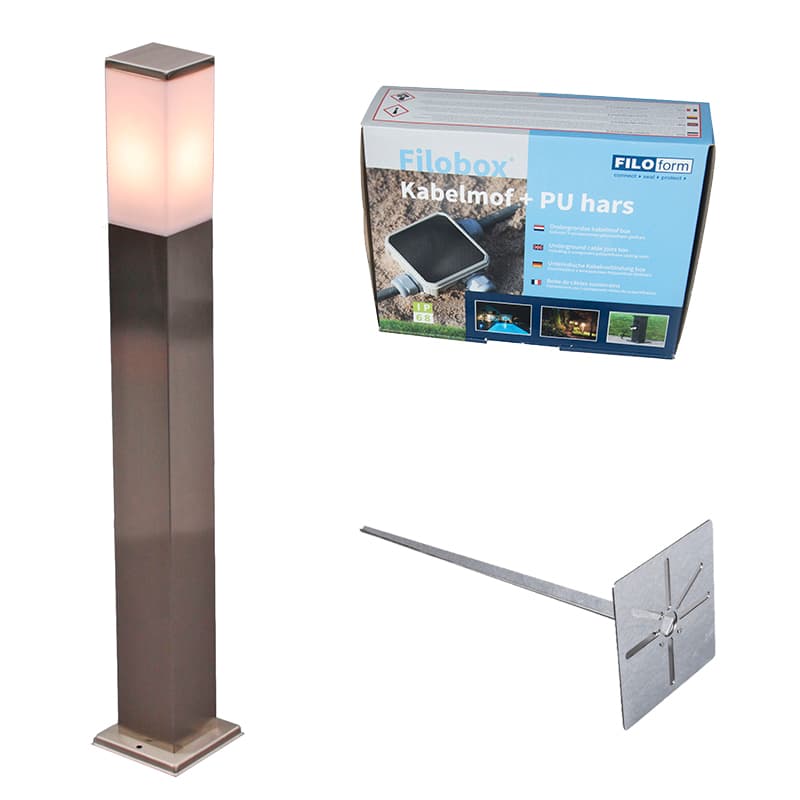 Vonkajšia lampa oceľ 80 cm IP44 - Malios so zemným hrotom a káblovou objímkou 1