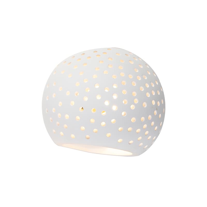 Vintage nástenná lampa biela omietka guľa - Blur 1