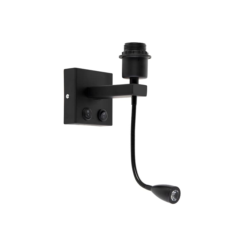 Moderná nástenná lampa čierna s flexibilným ramenom - Brescia Combi