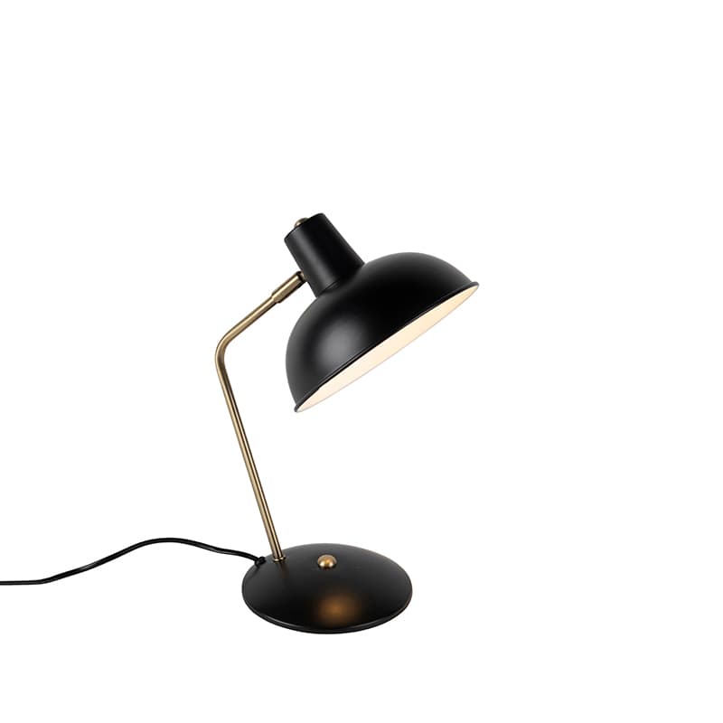 Retro stolná lampa čierna s bronzom - Milou 1