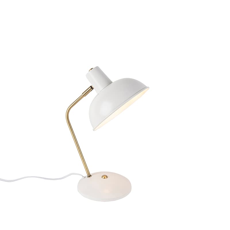 Retro stolná lampa biela s bronzom 38 cm - Milou 1