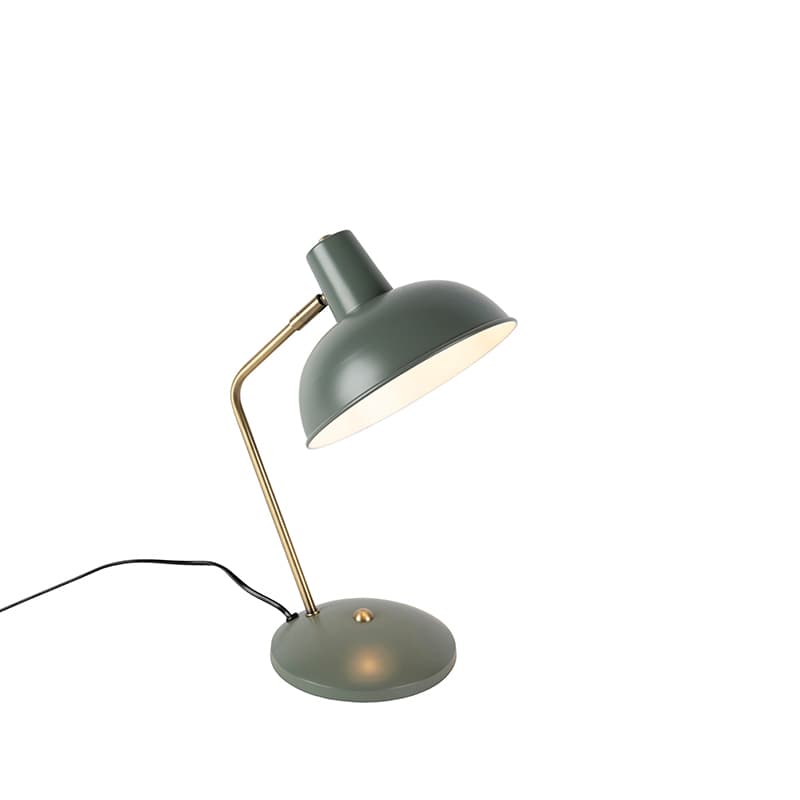Retro stolná lampa zelená s bronzom - Milou 1