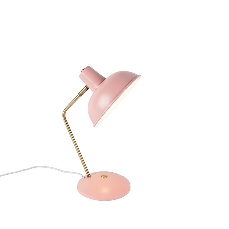 Retro stolná lampa ružová s bronzom - Milou