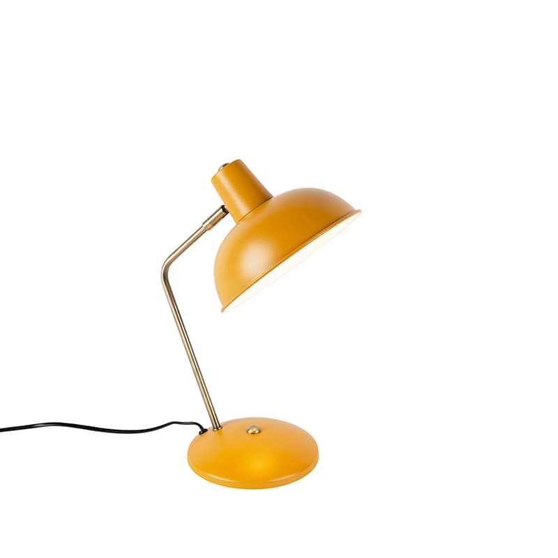 Retro stolná lampa žltá s bronzom - Milou
