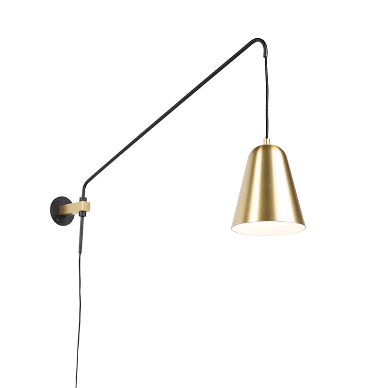 Retro nástenná lampa zlatá/mosadzná s tienidlom - Demi 1