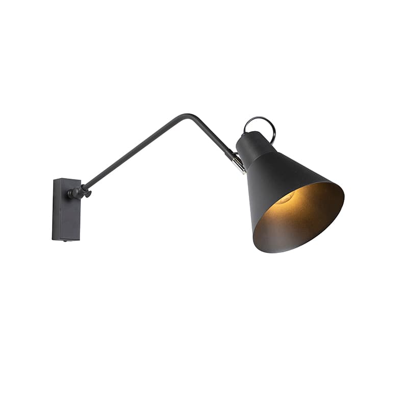 Dizajnová nástenná lampa čierna nastaviteľná - Luna