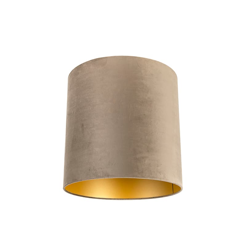 Zamatové tienidlo na lampu sivohnedé 40/40/40 so zlatým interiérom