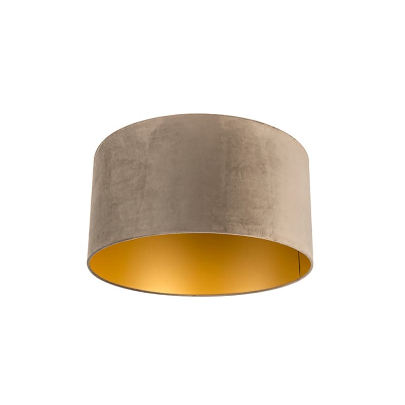 Zamatové tienidlo na lampu sivohnedé 50/50/25 so zlatým interiérom 1