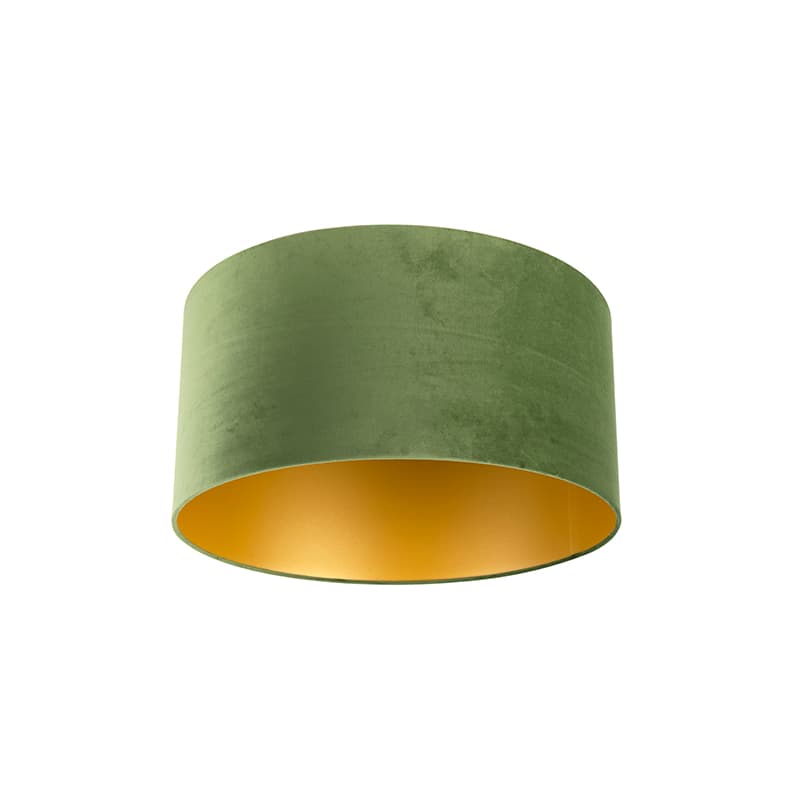 Zamatové tienidlo na lampu zelené 50/50/25 so zlatým interiérom