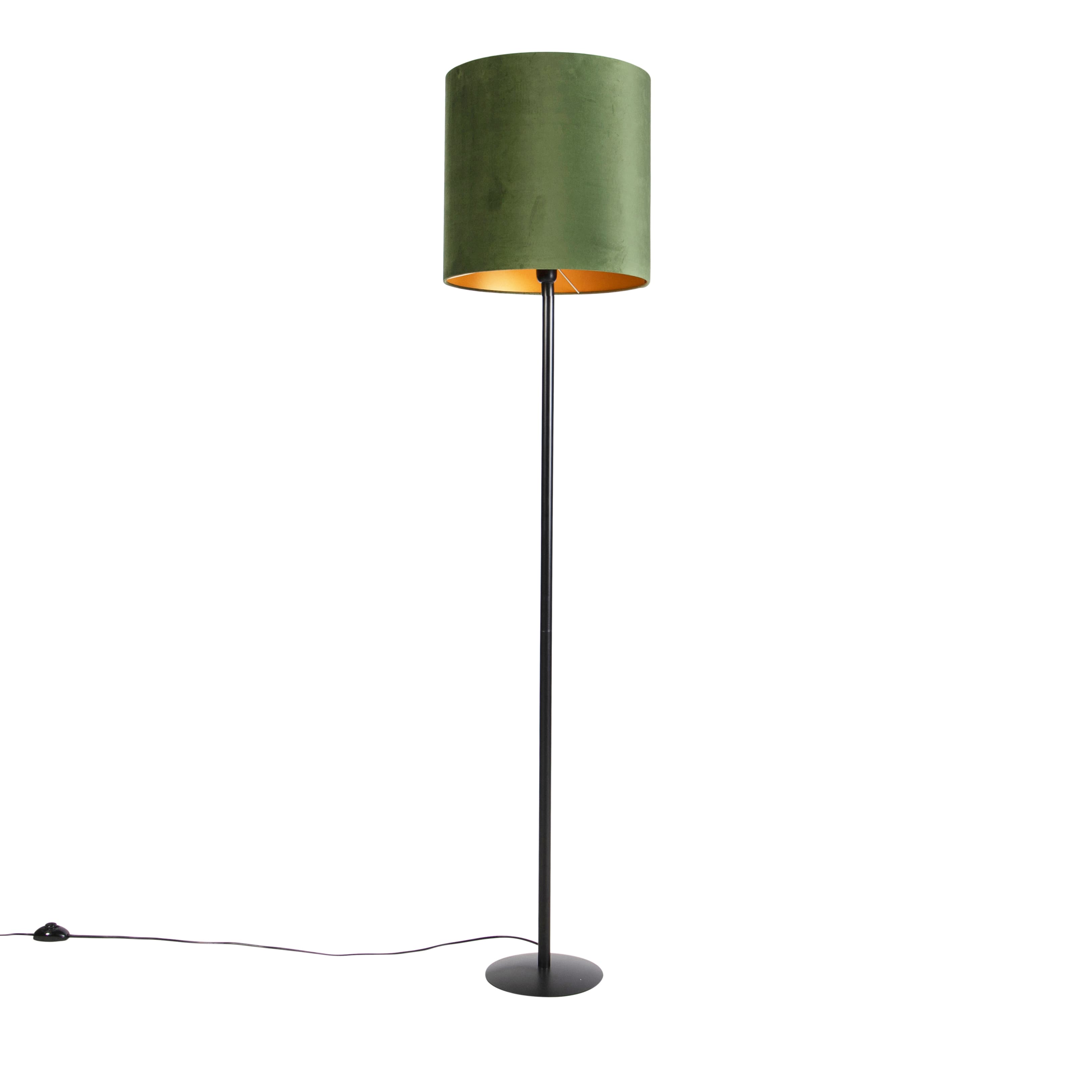 Botanická stojaca lampa čierna so zeleným tienidlom 40 cm - Simplo 1