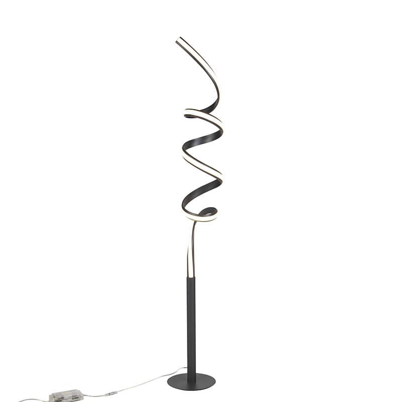 Dizajnová stojaca lampa čierna vrátane LED a stmievača - Twisted 1